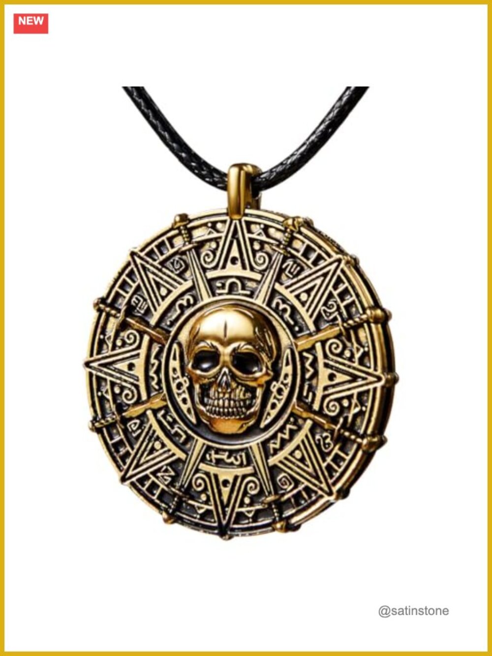 Pirate Coin Skull Necklace Costume Accessory Adjustable Hemp Rope Cosplay